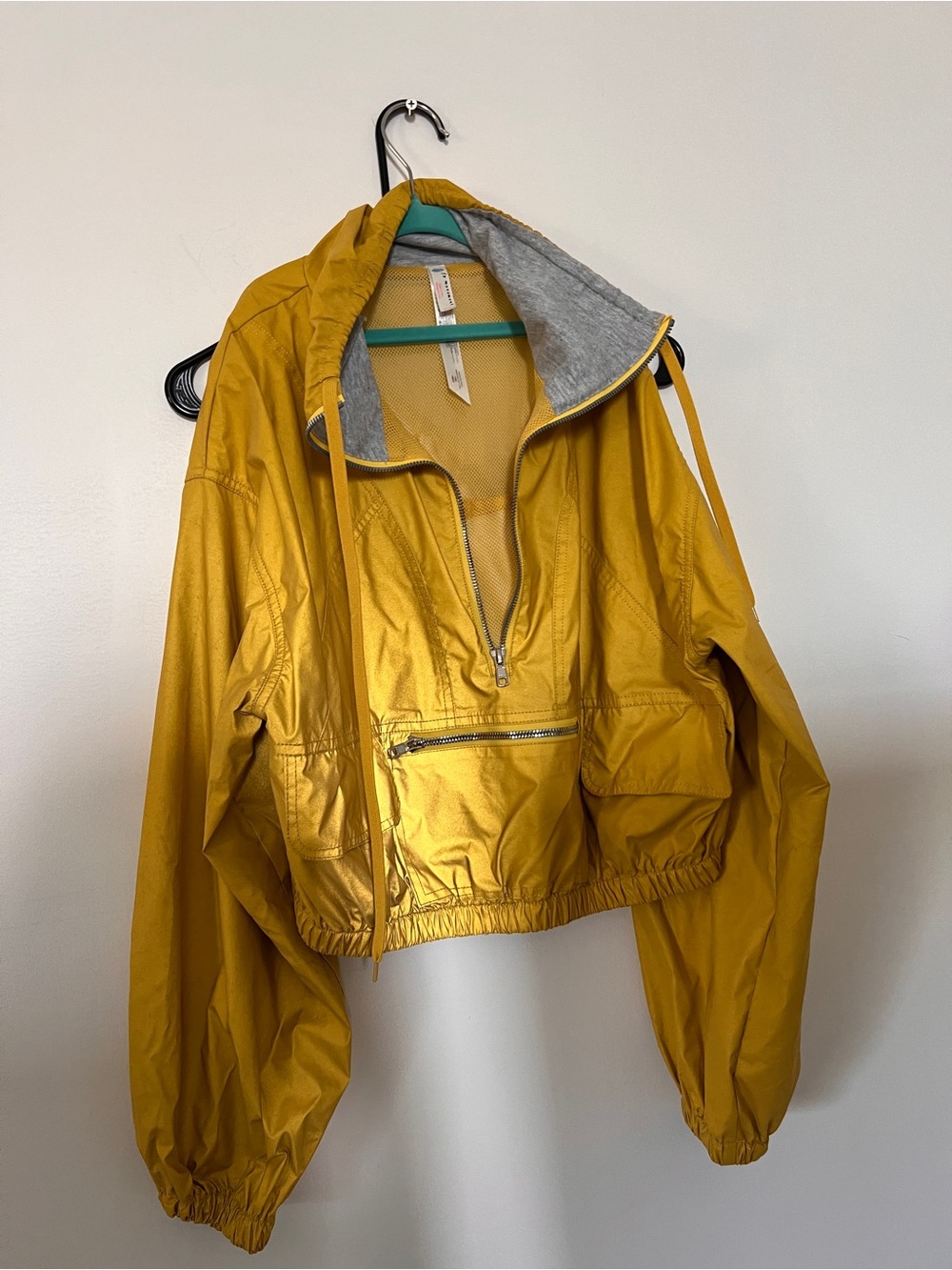 FP movement XS Yellow Hooded Cropped Jacket